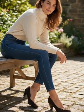 Clarks Brown Suede Bow-Accent Mid Heels